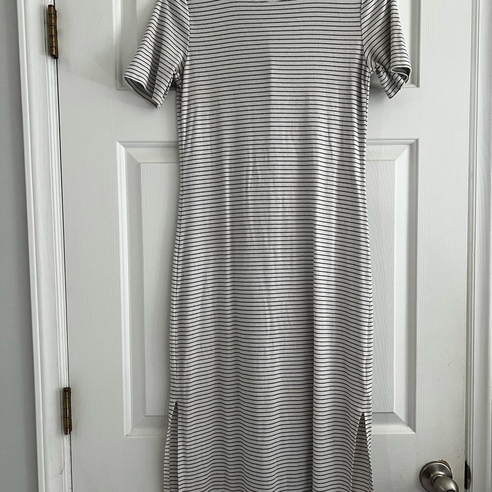 a new day Black and White Striped Midi Dress